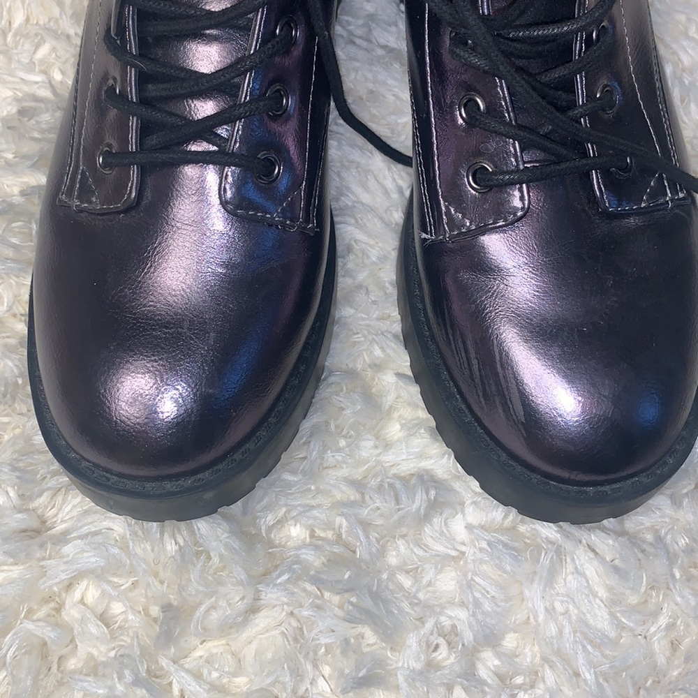 Comfortable metallic/gun metal ankle combat boots / size 41 - Picture 4 of 11
